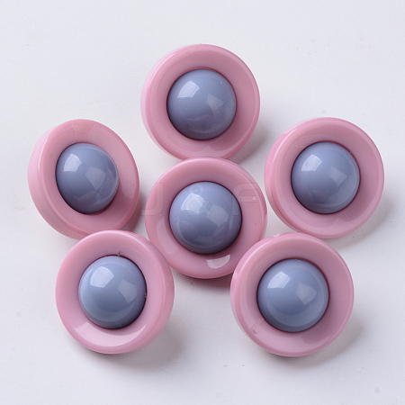  Jewelry Beads Findings Opaque Acrylic Hair Findings, Two Tone, Flat Round, MediumPurple, 20x13~14mm, Hole: 3.5mm