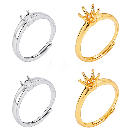 8Pcs 2 Colors Adjustable Brass Ring Components KK-WR0001-85-1