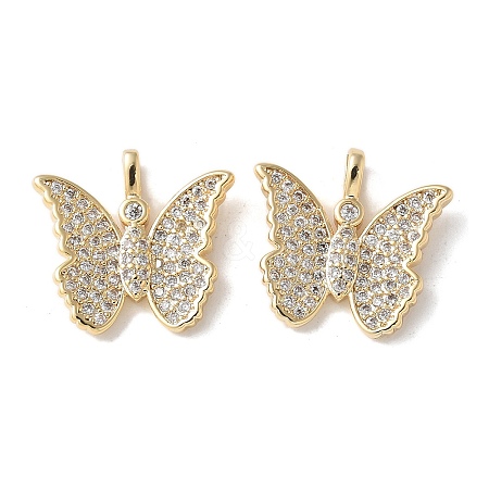 Brass Micro Pave Clear Cubic Zirconia Pendants KK-Q031-46G-04-1