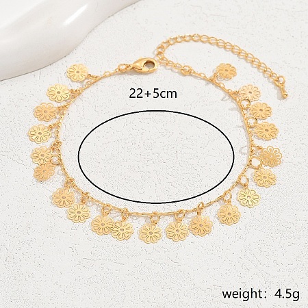 Brass Flower Charm Anklets for Women KN9675-1-1