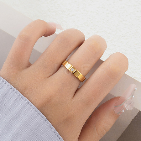 304 Stainless Steel & Cubic Zirconia Finger Rings FS-WG10832-02-1