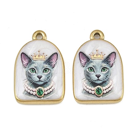Printed 304 Stainless Steel Enamel Pendants SA-CBA1ED9-16G-04-1