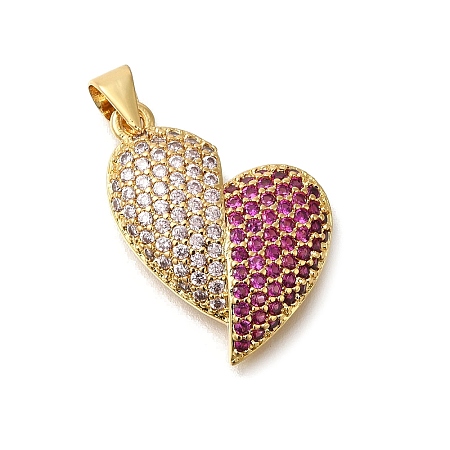 Brass Micro Pave Cubic Zirconia Pendants KK-R002-19G-01-1