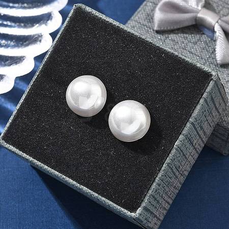 304 Stainless Steel Plastic Imitation Pearl Stud Earrings EJEW-R030-01G-02-1