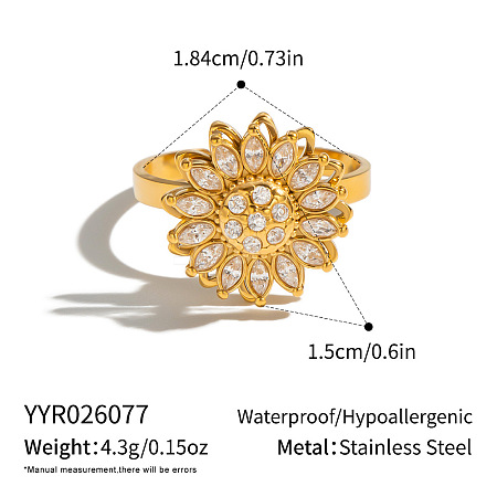 304 Stainless Steel Micro Pave Cubic Zirconia Cuff Open Rings for Women IO3458-1-1
