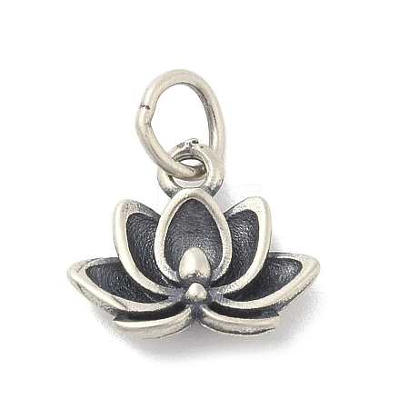 925 Sterling Silver Flower Charms with Jump Rings and 925 Stamp STER-M021-02AS-04-1