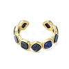 Square Natural Lapis Lazuli Open Cuff Rings RJEW-K272-02G-04-2