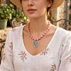 Alloy Enamel Leaf Pendant Resin Nuggets Beaded Necklaces for Women WG16F8F-01-2