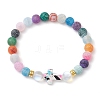 Synthetic Moonstone & Frosted Natural Weathered Agate Beads Stretch Bracelets for Women BJEW-JB11333-05-2