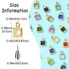 30Pcs 15 Colors Square Rack Plating Brass Glass Charms KK-FS0001-40-4