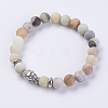 Natural Flower Amazonite Beads Stretch Bracelets BJEW-E325-D02-F-1