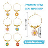 24Pcs 6 Colors Brass Wine Glass Charms AJEW-GO00007-2