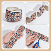 WADORN 8 Yards 4 Styles Ethnic Style Double-Sided Flower Polyester Ribbon DIY-WR0003-58-3