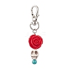 Skull Rose Resin & Synthetic Turquoise Pendant Decoration KEYC-JKC00824-1