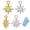 4Pcs 2 Colors 925 Sterling Silver Clear Cubic Zirconia 8-Pointed Star Charms STER-DC0001-98-1