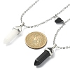 2Pcs 2 Style Natural Black Obsidian & White Jade Bullet Pendant Necklaces Set NJEW-TA00095-02-2