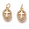 Brass Micro Pave Clear Cubic Zirconia Charms ZIRC-C020-62G-1