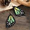 Bohemian Style Green Butterfly Wing Glass Bead Handmade Dangle Earrings LW2379-2