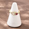 Brass Micro Pave Cubic Zirconia Cuff Open Rings for Women RJEW-C153-04G-02-1