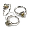 Oval Natural Labradorite Adjustable Rings RJEW-Q818-01P-08A-1