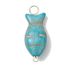 Synthetic Turquoise Fish Connector Charms PALLOY-JF02656-2