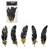 Feather 5Pcs PET Self-Adhesive Stickers PW-WGFA1BB-03-1