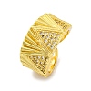 Brass Micro Pave Clear Cubic Zirconia Cuff Rings for Women RJEW-Q009-08G-2