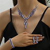 Twist Brass Rhinestone Pendant Necklaces & Stud Earrings & Bracelets FS-WGBD12F-01-2