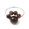 Dog Paw Print Natural Lapis Lazuli & Green Aventurine & Tiger Eye & Carnelian Finger Rings RJEW-TA00179-02-4