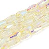 AB Color Plated Transparent Glass Teardrop Beads Strands EGLA-T029-08D-1