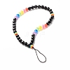 Round Imitation Cat Eye Resin Beads & Transparent Stripe Resin Beads Mobile Straps HJEW-JM00584-1