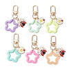 6Pcs 6 Colors Flower Opaque Acrylic Pendant Decorations HJEW-JM02330-1