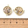 Brass Pave Natural Paua Shell Connector Charms KK-E794-01G-02-3