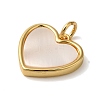 Rack Plating Brass Pave Shell Heart Charms with Jump Rings KK-K345-12G-2