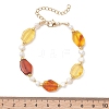 Gradient Color Natural Amber & Freshwater Pearl Beaded Bracelets for Women BJEW-JB13551-2