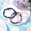 3Pcs 3 Styles Natural Rose Quartz & Amethyst & Lapis Lazuli Chips Stretch Bracelets Sets BJEW-JB11076-09-3