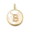 Rack Plating Brass Micro Pave Clear Cubic Zirconia Pendants with Shell KK-M309-42G-B-1