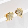 Brass Micro Pave Clear Cubic Zirconia Stud Earrings EJEW-D305-16G-1