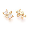 Brass Pave Clear Cubic Zirconia Connector Charms KK-T078-03G-02-2