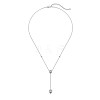 Rhodium Plated 925 Sterling Silver Pave Clear Cubic Zirconia Cable Chain Teardrop Tassel Pendant Necklaces for Women NJEW-Q342-08P-1