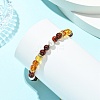 Round Natural Amber & Shell Pearl Beads Braided Bead Bracelets BJEW-JB13904-2