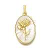 Brass Pave Shell Birth Flower Pendants FIND-I040-04G-1