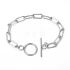 Tarnish Resistant 304 Stainless Steel Paperclip Chain Bracelets STAS-P001-59P-1