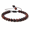 Natural Tiger Eye Round Bead Adjustable Braided Bracelets UO3136-16-1