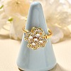 Flower Rotatable Finger Ring for Women RJEW-U035-01G-06-2