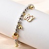 Brass Enamel Round Beads Charm Bracelets for Women BJEW-D317-11C-PG-3