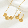 Elegant Hollow Fan Brass Necklace & Dangle Earrings Set RC4710-1