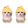 Printed Light Gold Tone Alloy Pendants LS-ENAM-N056-208E-2