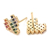 Brass Micro Pave Cubic Zirconia Stud Earrings for Women KK-CBADFF4-04G-3