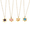 4Pcs 4 Styles Natural Amethyst & Heated Citrine & Apatite & Dyed Green Jade Copper Wire Wrapped Hexagram Pendant Brass Cable Chain Necklaces for Women NJEW-TA00258-2